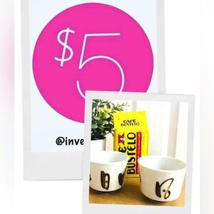 ESPRESSO COFFEE CUP SET ~ neutral classic off-white & rich brown painted swirls